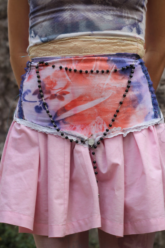 solar dyed lace up shirt/belt xs/s