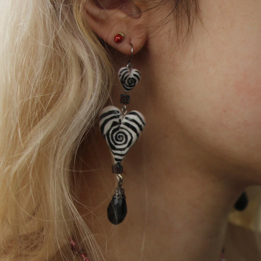 handmade spiral heart earrings