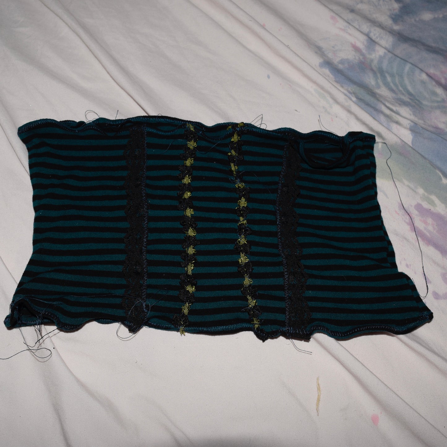 teal striped tube top size XS/S